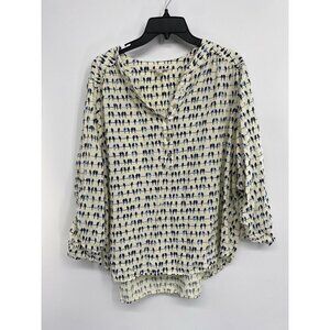 JANE and DELANCEY "Bird on a Wire" sz.1X Parrot BLOUSE Long Sleeve ANTRHO EUC